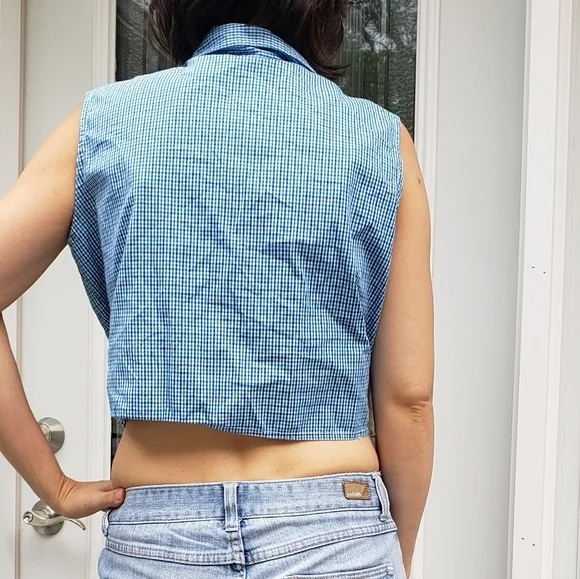 Vintage 90s Gingham‎ Top - Picture 3 of 3